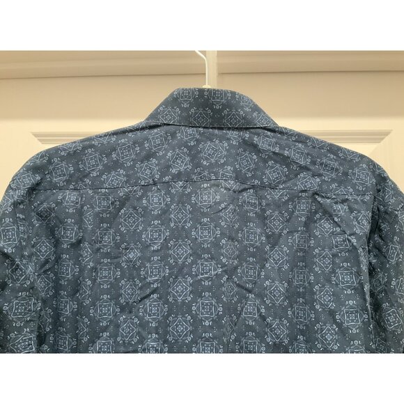 Peter Millar Button Up Shirt MEDIUM Mens Long Sleeve Blue Print - Picture 6 of 8